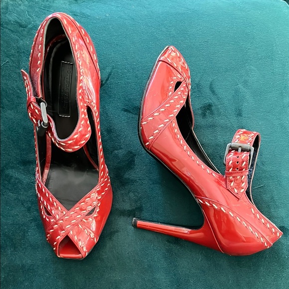 Bottega Veneta Shoes - Bottega Veneta Red Mary Jane Heels Size 8